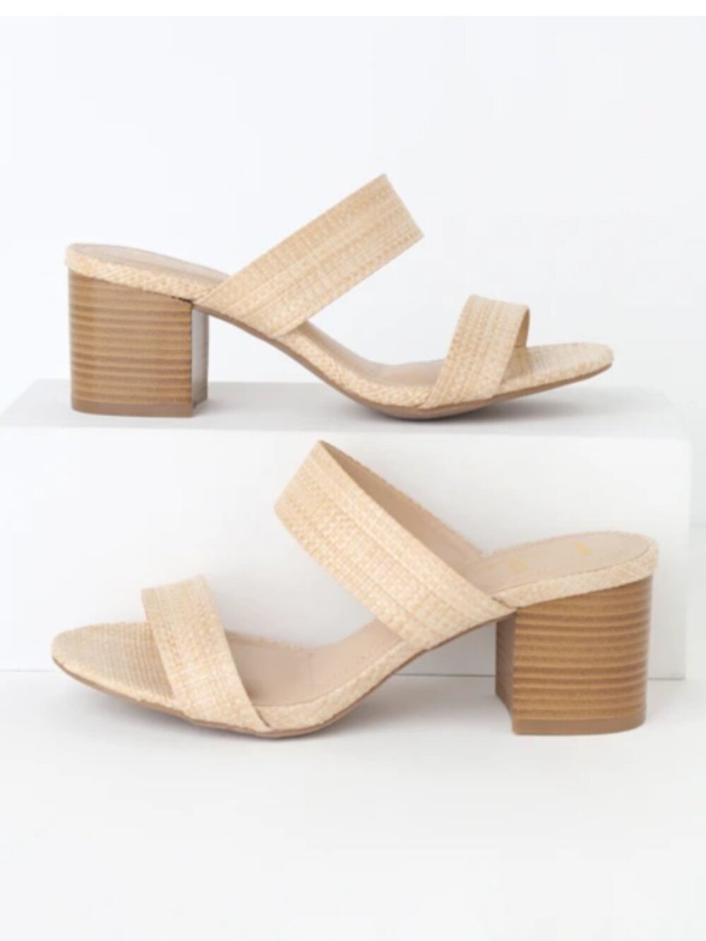 Lanay Natural Woven Raffia Mules